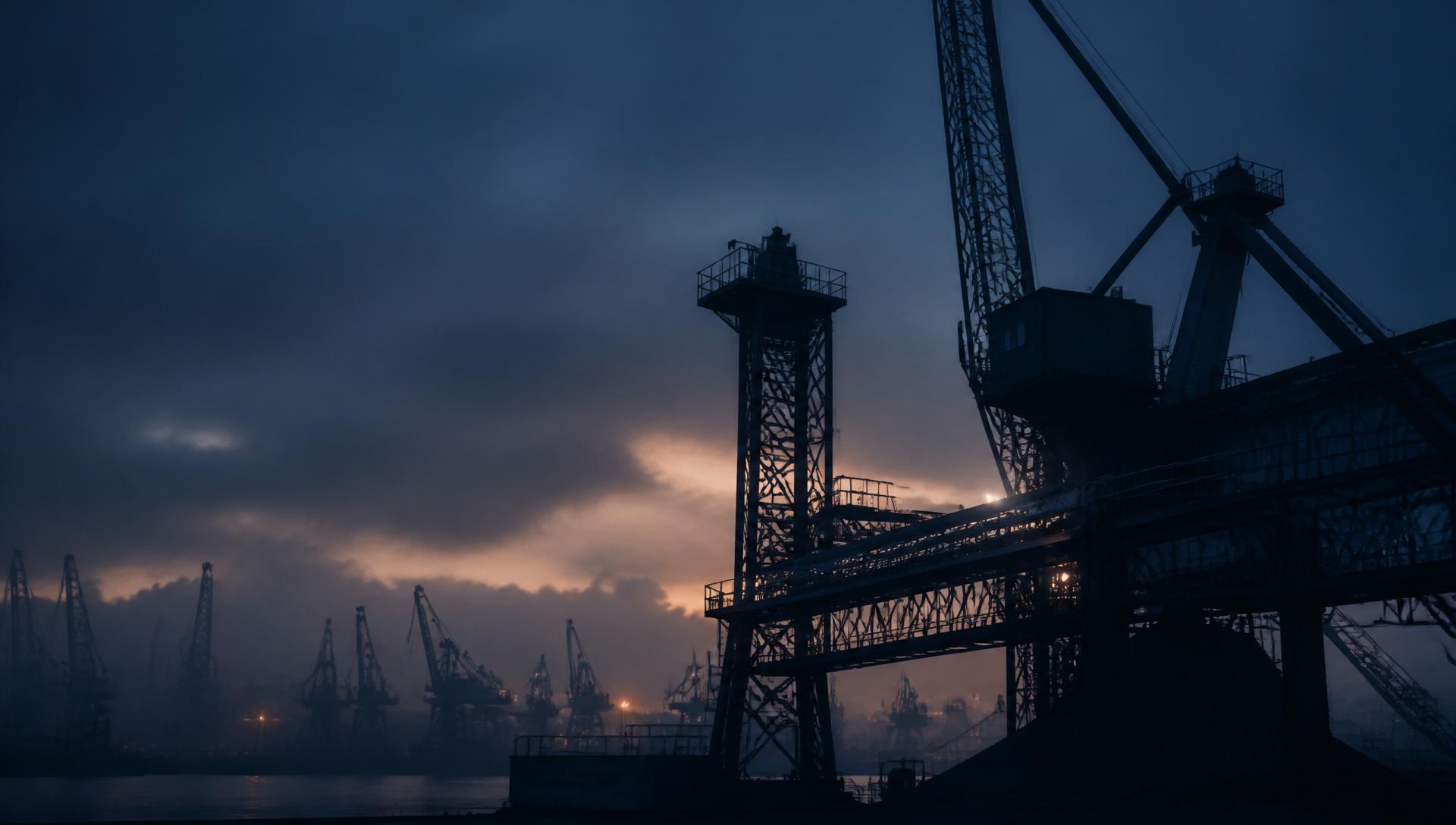 Industrial port at dusk